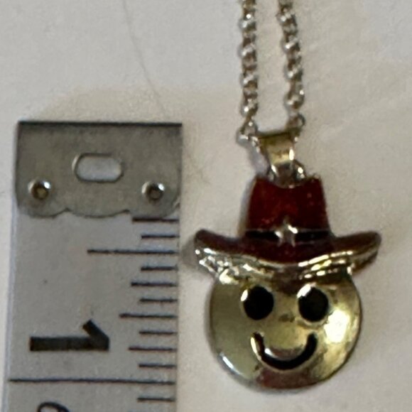 Faded Glory Gold Smiley Cowboy Emoji Necklace Earring Fashion Jewelry Set - Picture 8 of 10